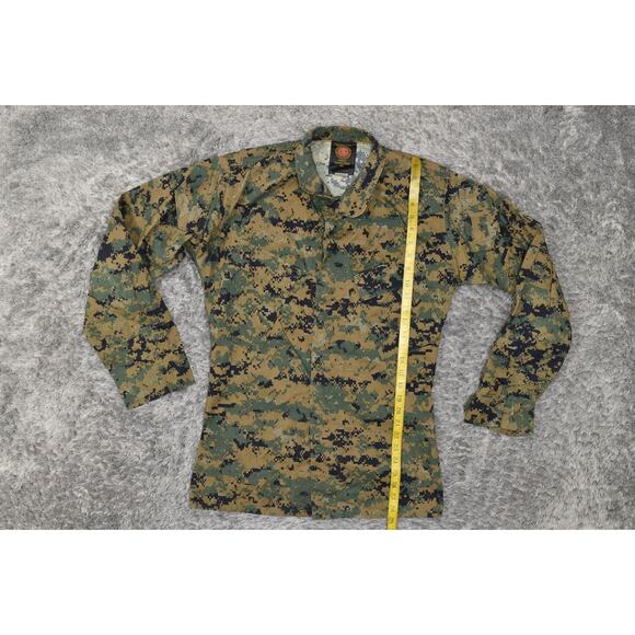 Military Green Cotton Blend Shirt Men S Long Sleeve Woodland Marpat Camouflage - Picture 2 of 6